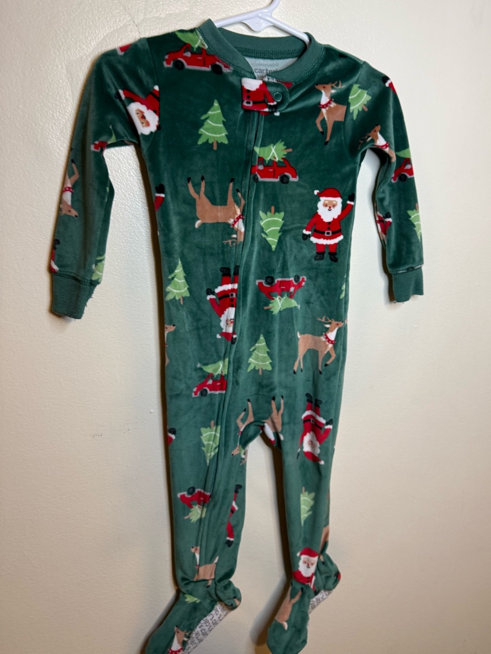 Carters Christmas Pajamas Sleeper Soft Velour Baby Boys 12 Months